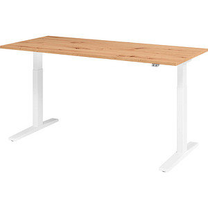 HAMMERBACHER XMKA19 elektrisch höhenverstellbarer Schreibtisch asteiche rechteckig, C-Fuß-Gestell weiß 180,0 x 80,0 cm von HAMMERBACHER