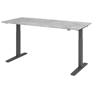 HAMMERBACHER XMKA19 elektrisch höhenverstellbarer Schreibtisch beton rechteckig, C-Fuß-Gestell grau 180,0 x 80,0 cm von HAMMERBACHER