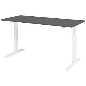 HAMMERBACHER XMKA19 elektrisch höhenverstellbarer Schreibtisch grafit rechteckig, C-Fuß-Gestell weiß 180,0 x 80,0 cm von HAMMERBACHER