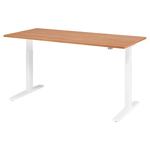 HAMMERBACHER XMKA19 elektrisch höhenverstellbarer Schreibtisch nussbaum rechteckig, C-Fuß-Gestell weiß 180,0 x 80,0 cm von HAMMERBACHER