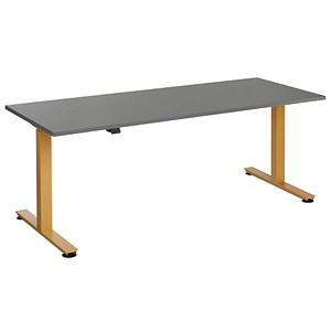 HAMMERBACHER XMST19 elektrisch höhenverstellbarer Schreibtisch grafit rechteckig, T-Fuß-Gestell gold 180,0 x 80,0 cm von HAMMERBACHER