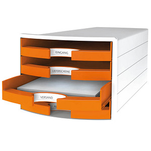HAN Schubladenbox IMPULS  orange 1013-51, DIN C4 mit 4 Schubladen von HAN