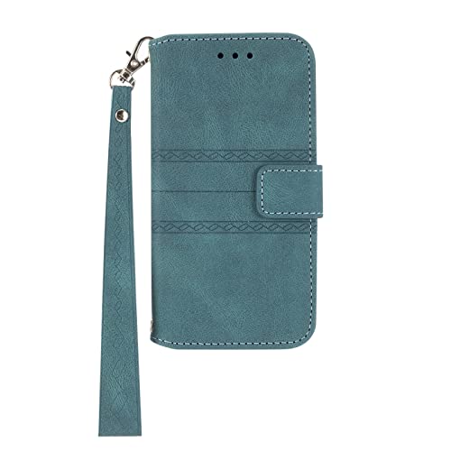 HAO RIYLN Lederhülle für Google Pixel 9/Pixel 9 Pro/Pixel 9 Pro XL, weiche Brieftaschen-Schutzhülle mit Handschlaufe und Kartenschlitz, Fallschutz, Blau, 9 Pro von HAO RIYLN