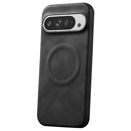 HAO RIYLN Lederhülle für Google Pixel 9 Pro XL/Pixel 9 Pro/Pixel 9, magnetische Handyhülle, schlank, Retro, Business, minimalistische Schutzhülle, Schwarz, 9 von HAO RIYLN