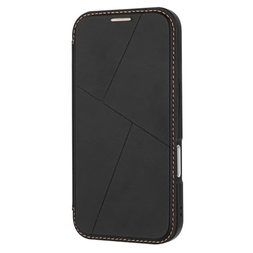 HAO RIYLN Lederhülle für iPhone 16 Pro Max/16 Pro/16 Plus/16, schlanke Brieftaschen-Hülle mit Kartenfächern, Ständer, Flip-Folio, stoßfeste Schutzhülle, Schwarz, 16 Pro von HAO RIYLN