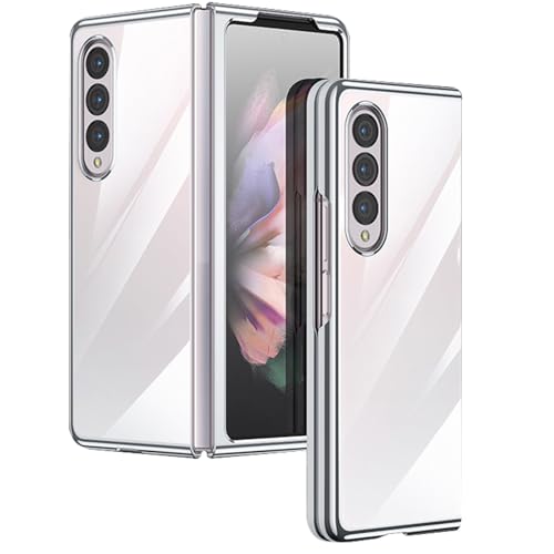 HAO RIYLN Schutzhülle für Samsung Galaxy Z Fold 6, schlank, leicht, transparent, Anti-Vergilbung, mit galvanisiertem Rahmen, stoßfeste Hülle, Silber von HAO RIYLN