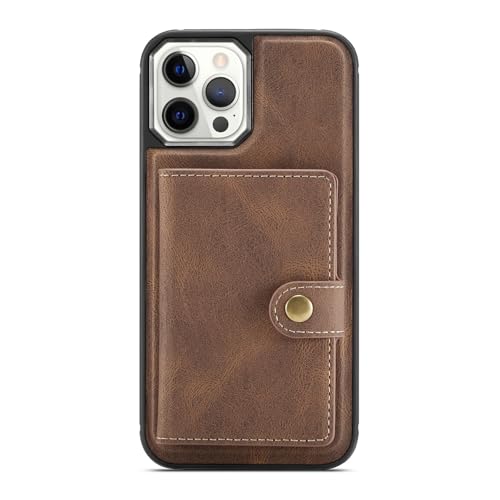 HAO RIYLN Schutzhülle für iPhone 16 Pro Max/16 Pro/16 Plus/16, magnetische, abnehmbare Brieftaschen-Handyhülle mit Kartenhalter, Lederhülle, Braun, 16 Pro Max von HAO RIYLN