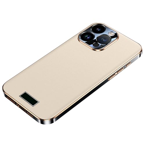 HAO RIYLN Stoßfeste, weiche Hülle für iPhone 16 Pro Max/16 Pro/16 Plus/16, Echtlederhülle, vollständige Abdeckung, Objektivschutz, schlanke Luxushülle, Beige, 16 von HAO RIYLN