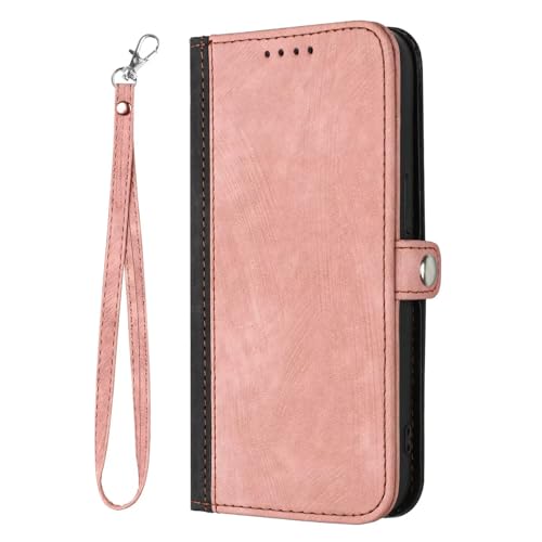 HAOFUGUI Klapphülle Handyhülle für OnePlus Nord N20 SE 4G Case, mit [Standfunktion] [Kartenfächern] Lederhülle Klapphülle Flip Case, Premium Leder Flip Hülle-Rosa von HAOFUGUI