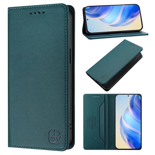 HAOFUGUI Wallet Handyhülle für Motorola Moto Edge S30 / G200 5G, Magnet-Verschluss | Standfunktion | Kartenfach Klapphülle, Premium Dünne RFID Leder Handyhülle, Klappbar Flip Case-Dunkelgrün von HAOFUGUI