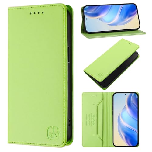 HAOFUGUI Wallet Handyhülle für Oppo find X5, Magnet-Verschluss | Standfunktion | Kartenfach Klapphülle, Premium Dünne RFID Leder Handyhülle, Klappbar Flip Case-Grasgrün von HAOFUGUI