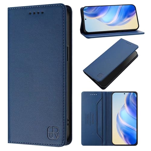 HAOFUGUI Wallet Handyhülle für Samsung Galaxy S24, Magnet-Verschluss | Standfunktion | Kartenfach Klapphülle, Premium Dünne RFID Leder Handyhülle, Klappbar Flip Case-Dunkelblau von HAOFUGUI