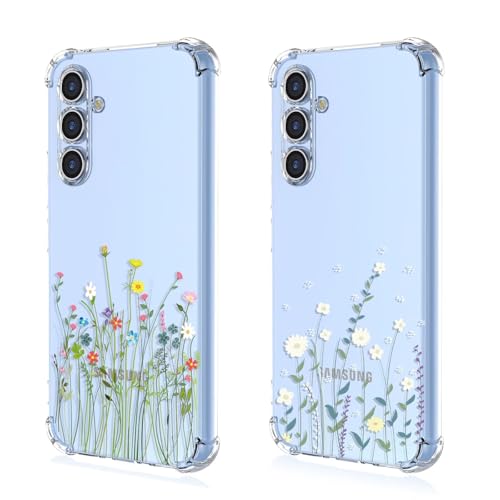 HAONANDE 2 Stück Transparent Handyhülle für Samsung Galaxy S10E Hülle,Durchsichtig Aesthetic Blumen Muster Case-A92+A97 von HAONANDE