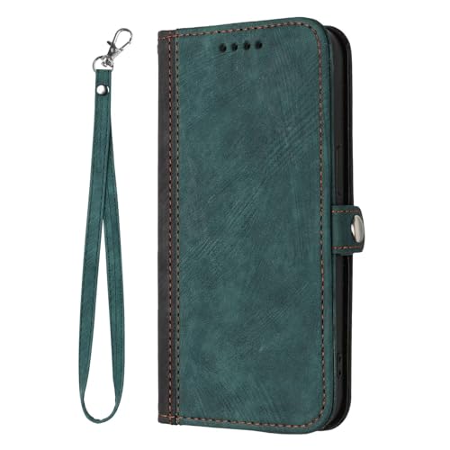 HAONANDE Brieftasche Handyhülle für OnePlus 8 Pro, PU Leder Flip Folio Wallet Tasche Magnetisch Klapphülle mit Handschlaufe, Kartenfach, Stand, Stoßfest Schutzhülle Green von HAONANDE