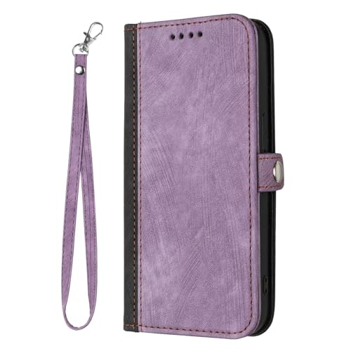 HAONANDE Brieftasche Handyhülle für Samsung Galaxy A05, PU Leder Flip Folio Wallet Tasche Magnetisch Klapphülle mit Handschlaufe, Kartenfach, Stand, Stoßfest Schutzhülle Purple von HAONANDE