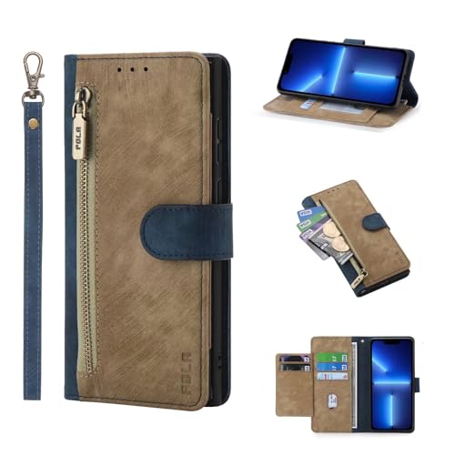 HAONANDE Brieftasche Handytasche für Oppo A38 4G / Oppo A18 4G, Leder Flip Folio Magnetisch Klapphülle mit 6 Kartenfach, Stand, FRID-Schutz, Handschlaufe, Stoßfest Schutzhülle Gelb von HAONANDE