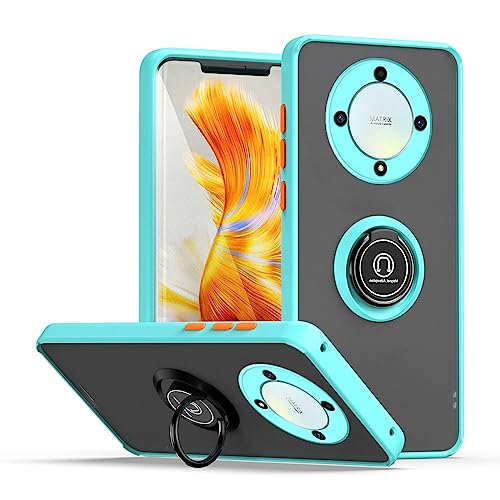 HAOYE Hülle für Honor Magic 5 Lite 5G (Magic5 Lite) / X9a, Durchscheinend Handyhülle mit 360 Grad Finger-Halter Kickstand, Dual Layer Silica TPU + Harter PC Schutzhülle Case. Himmelblau von HAOYE