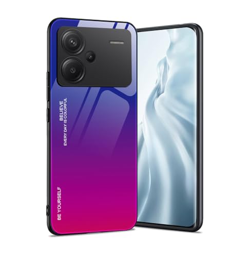 HAOYE Hülle für Xiaomi Redmi Note 13 Pro+ Plus 5G, Farbverlauf-Glas Back Cover Handyhülle, Ultra Thin Cover TPU Silikon Shock Absorption Stoßfest Case Schutzhülle(4) von HAOYE