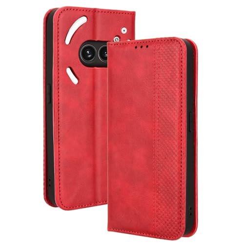 HAOYE Leder Hülle für Nothing Phone (2a), Premium PU/TPU Folio Schutzhülle Handyhülle, Flip Case Cover Klapphülle mit Standfunktion & Kartensteckplätzen, Rot von HAOYE