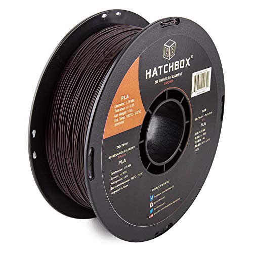 HATCHBOX 1,75 mm braunes 731 C PLA 3D-Drucker-Filament - 1-kg-Rolle - Dimensionale Genauigkeit +/- 0,03 mm von HATCHBOX