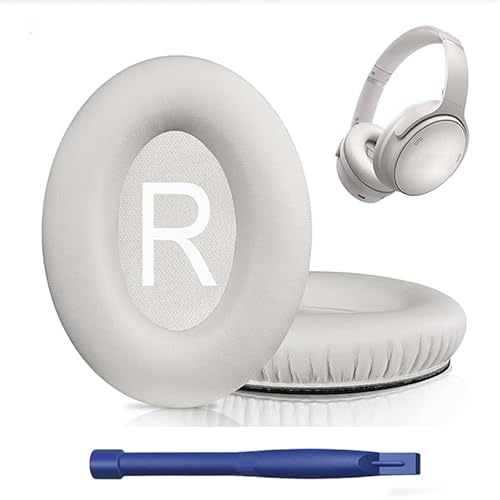 HATOFES Ohrpolster für Bose QuietComfort 45 (QC45) Ohrpolster Kopfhörer – Ohrpolster Ersatz mit weicherem PU-Leder, luxuriöse Geräuschunterdrückung Schaumstoff-Ohrpolster (1 Paar weiße Ohrpolster) von HATOFES