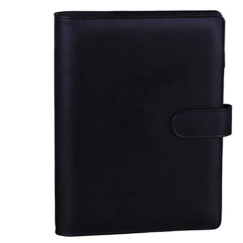 HAUTOCO A5 Binder, PU Leder A5 Ringbuch Abdeckung, Ringbuch A5 Nachfüllbar Budget Binder, Notizbuch A5 Ringbuch Planer Organizer Binder für Reisearbeit und Organizer, Schwarz von HAUTOCO