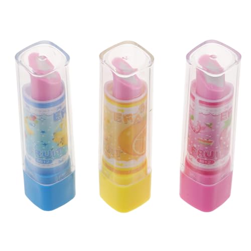 HAWILLOSCH Lippenstift Radiergummi Set Kreative Schreibwaren Mit Obst Muster Bleistift Radierer Für Kinder Und Studenten Zufällige Farben Originelles Geschenkideen von HAWILLOSCH