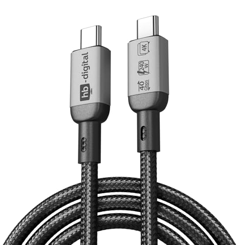 HB-DIGITAL 0.5m Kabel USB-C auf USB-C USB4 240W 40Gbps Ladekabel 8K 60Hz 4K 120Hz/144Hz HDR Videokabel Kompatibel SSD Laptop Monitor Hub von HB-DIGITAL