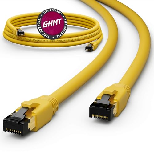 HB-DIGITAL 2m CAT 8.1 Netzwerkkabel S/FTP LSZH, 40 Gbit/s | LAN Patchkabel mit RJ45 RJ45 Stecker Ethernet Data Cable 40.000 Mbit/s+GHMT Zertifikat - Gelb von HB-DIGITAL