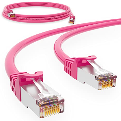 HB-DIGITAL 2m Patchkabel RJ45 LAN CAT 6 Ethernetkabel Netzwerkkabel bis zu 1 Gbit/s CAT 6 Kupfer Profi S/FTP DSL für Patchpanel Switch Router Modem - Pink von HB-DIGITAL