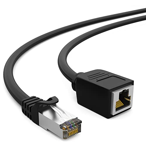 HB-DIGITAL 3m Patchkabel Verlängerung Cat.7 RJ45 Stecker & Buchse Adapter schwarz | Ethernet-Erweiterung, LAN & Netzwerkkabelverbinder 10 Gbit/s | Rohkabel S/FTP Halogenfrei PIMF 600MHz Cat7 Cat6a von HB-DIGITAL