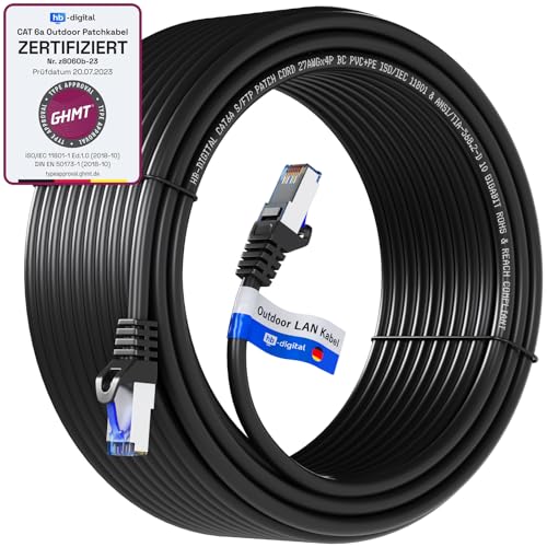 HB-DIGITAL 50m CAT 6a Outdoor LAN Kabel Netzwerkkabel Patchkabel IP66 - GHMT Zertifiziert - RJ45 Ethernet S/FTP PiMF 10 Gbit/s AWG 26 für Außen- & Innenbereich wasserdicht - Schwarz HB-DIGITAL 50m CAT 6a Outdoor LAN Kabel Netzwerkkabel Patchkabel IP66 - GHMT Zertifiziert - RJ45 Ethernet S/FTP PiMF 10 Gbit/s AWG 26 für Außen- & Innenbereich wasserdicht - Schwarz von HB-DIGITAL