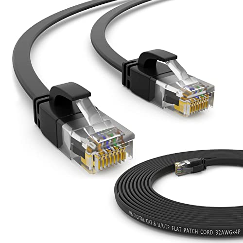 HB-DIGITAL 5X 0,5m Netzwerkkabel LAN Flach Patchkabel mit RJ45 Stecker Kupfer Profi Slim flexibel für Gigabit Ethernet kompatibel mit PC, Router, Switch, Modem, TV, Spiel Konsole Schwarz von HB-DIGITAL