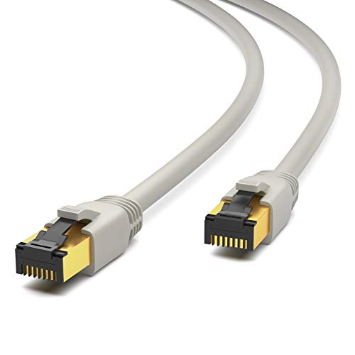 HB-DIGITAL 5m CAT 8.1 Netzwerkkabel F/FTP LSZH Grau 40 Gbits | LAN Patchkabel Gigabit RJ45 Stecker Ethernet Data Cable | 40000 Mbits Übertragungsgeschwindigkeit PIMF 2000 MHz Cat.6 Cat.7 Cat.8 von HB-DIGITAL