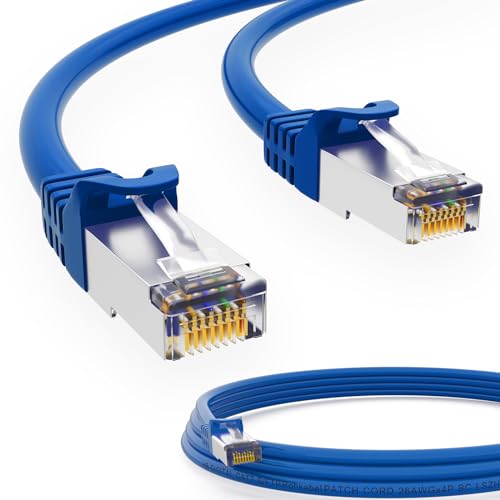 HB-DIGITAL 5x 0,5 m CAT 7 Patchkabel Ethernet LAN Kabel S/FTP PiMF LSZH AWG26 Netzwerkkabel mit CAT 6A RJ45 Stecker 10 Gbits/600 MHz ideal für Patchfeld Netzwerk Server PC Laptop Smart TV DSL Blau von HB-DIGITAL