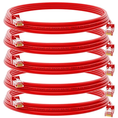 HB-DIGITAL 5x 0,5m Patchkabel RJ45 LAN CAT 6 Ethernetkabel Netzwerkkabel bis zu 1 Gbit/s CAT 6 Kupfer Profi U/UTP DSL für Patchpanel Switch Router Modem -Rot von HB-DIGITAL