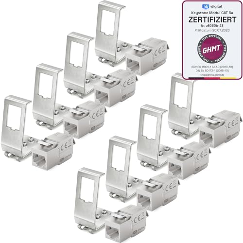 hb-digital CAT 6a 8X Keystone Modul RJ45 mit 8X 1-Port Hutschienenadapter Keystone-Halterung Metall Edelstahl STP 10 Gbit/s 35 mm Hutschienen werkzeuglos LSA hb-digital CAT 6a 8X Keystone Modul RJ45 mit 8X 1-Port Hutschienenadapter Keystone-Halterung Metall Edelstahl STP 10 Gbit/s 35 mm Hutschienen werkzeuglos LSA von HB-DIGITAL