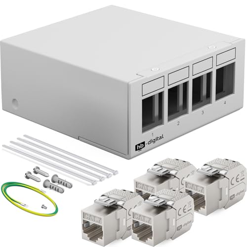 HB-DIGITAL 4-Port Patchpanel Patchfeld Verteilerfeld 1 HE 4X CAT 7 RJ45 Keystone Jack Modul vollgeschirmt STP 10 Gbps Kompatibel mit Verlegekabel Netzwerkkabel Ethernet LAN - Hellgrau HB-DIGITAL 4-Port Patchpanel Patchfeld Verteilerfeld 1 HE 4X CAT 7 RJ45 Keystone Jack Modul vollgeschirmt STP 10 Gbps Kompatibel mit Verlegekabel Netzwerkkabel Ethernet LAN - Hellgrau von HB-DIGITAL