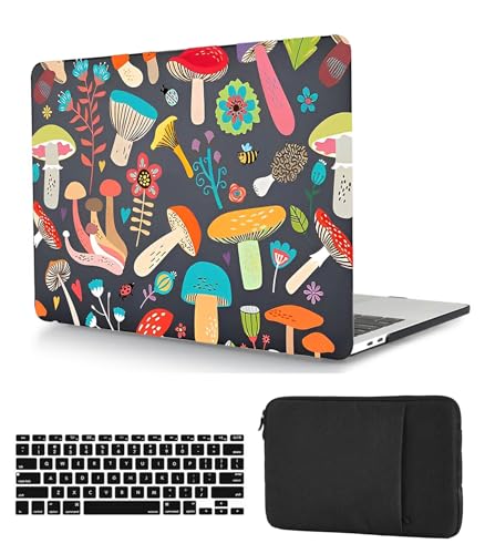 Hülle Case Kompatibel mit MacBook Air 13 Zoll 2020 2019 2018 A1932 A2179 A2337 M1 mit Retina Display and Touch ID, Ultradünne Plastik Hartschale Schutzhülle & Tastaturschutz & Tasche, Pilz von HBLX