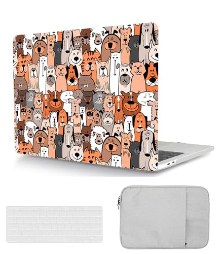 Laptop Hülle für Neues MacBook Air 15 Zoll A2941 M2 Chip 2023 Freisetzung mit Liquid Retina Display und Touch ID, Plastik Schützend Hartschale Case Cover & Tastaturschutz & Tasche, Hunde von HBLX