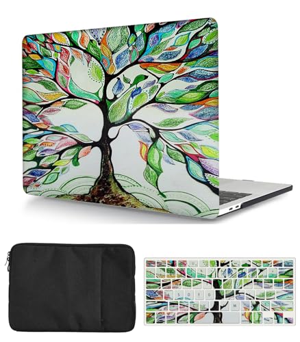 Laptop Hülle für Neues MacBook Pro 16 Zoll Modell A2485 A2780 A2991 M1/M2/M3 2021/2023 Freisetzung mit Touch ID, Plastik Schützend Hartschale Case Cover & Tastaturschutz & Tasche, Bunter Baum von HBLX