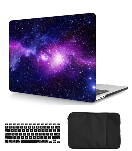 Laptop Hülle für Neues MacBook Pro 16 Zoll Modell A2485 A2780 M1/M2 Chip 2021/2023 Freisetzung mit Touch ID, Plastik Schützend Hartschale Case Cover & Tastaturschutz & Tasche, Lila Galaxie von HBLX