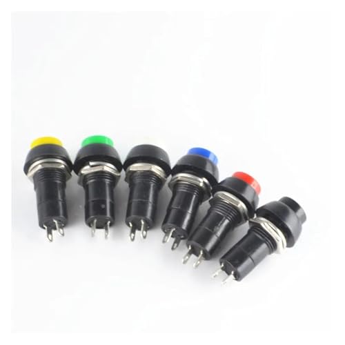 6pc Pbs-11a Pbs-11b 12mm Self-locking Self Recovery Button Switch Instantaneous 3A 250V AC 2pin 6color(2,Reset) von HBTSPJNT