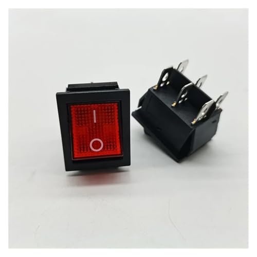 Boat shaped switch rocker switch KCD4 four pin six pin with lamp copper pin silver high current 16A 220v(Red,6-Gang) von HBTSPJNT