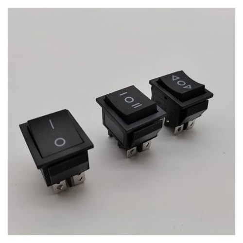 HBTSPJNT Boat Shaped Switch KCD4 Black 6-pin Three Speed dual Reset All Copper ON-Off-ON Reset to The Middle neutral Position(2- Gear-ON-ON-6-PIN) von HBTSPJNT