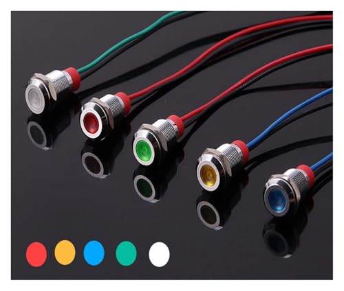 LED metal indicator light 6/8/10/12MM small power supply working signal light red, yellow, green, blue, white(Red,10MM_15CM_3-6V) von HBTSPJNT