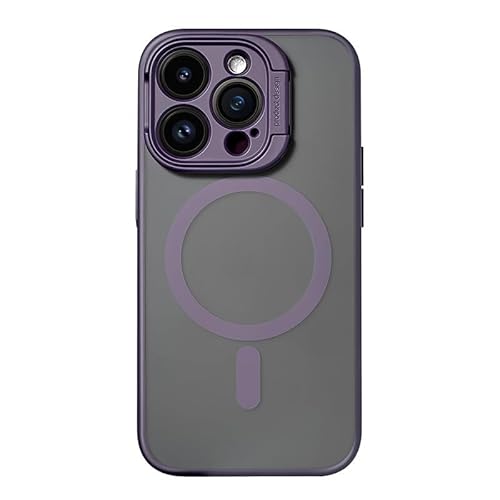 HBYLEE Schutzhülle Für iPhone 15/15 Plus/15 Pro/15 Pro Max, Kameraloch-Schutzhülle Mit Ständer, Mattierte, Durchscheinende Rückseite, Kratzfest, 15 Plus,Purple von HBYLEE