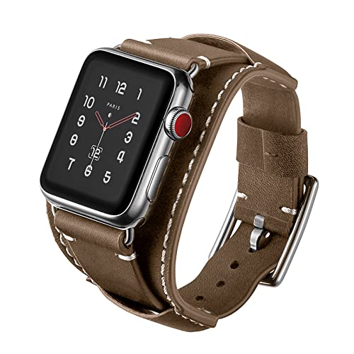 Kompatibel mit Apple Watch-Armband 49 mm 45 mm 44 mm 42 mm 41 mm 40 mm 38 mm, Ersatzarmband aus echtem Leder für iWatch Ultra 1 2 Series SE 9 8 7 6 5 4 3 2 1 von HBYLEE