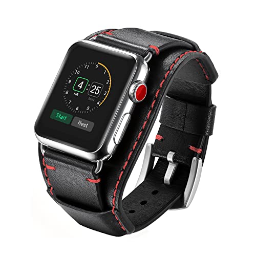 Kompatibel mit Apple Watch-Armband 49 mm 45 mm 44 mm 42 mm 41 mm 40 mm 38 mm, Ersatzarmband aus echtem Leder für iWatch Ultra 1 2 Series SE 9 8 7 6 5 4 3 2 1 von HBYLEE