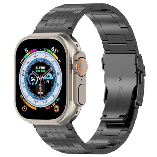 Kompatibel mit Apple Watch-Armband 49mm 45mm 44mm 42mm 41mm 40mm 38mm, Business-verstellbares Titan-Metallarmband für iWatch Ultra 1 2 Series 9 8 7 6 5 SE 4 3 2 1 von HBYLEE